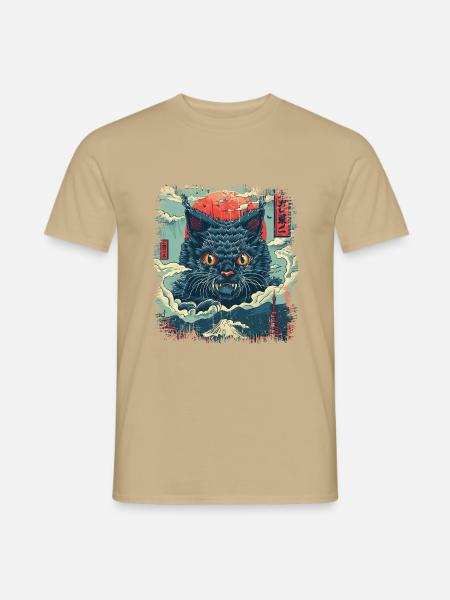 Catzilla Kaiju Monster Vintage - Männer T-Shirt - Sandbeige