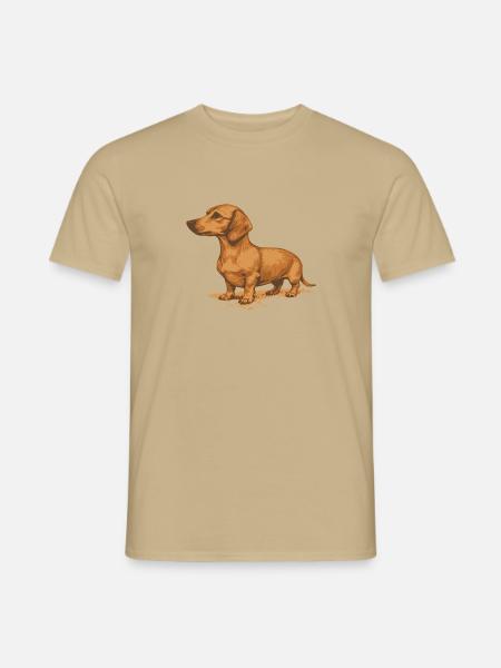 Teckel brun - T-shirt homme - beige sable