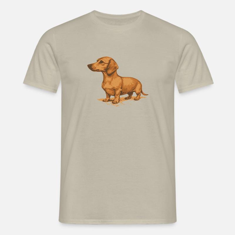 Brauner Dackel - Männer T-Shirt - Sandbeige