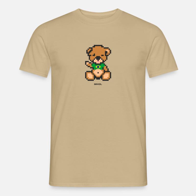 Pixel Bär Brasilien - Männer T-Shirt - Sandbeige