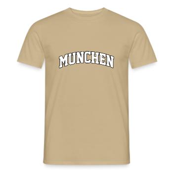 München logo: Collegiate design in German style - Men's T-Shirt - sand beige - Front - AI Model Male 178 light (178cm)