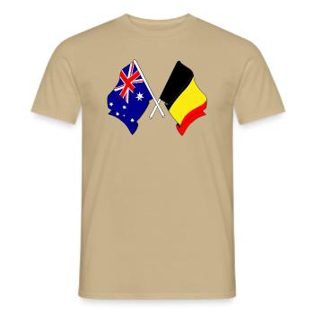 Flag of Australia, Belgium - Men's T-Shirt - sand beige - Front - AI Model Male 178 light (178cm)