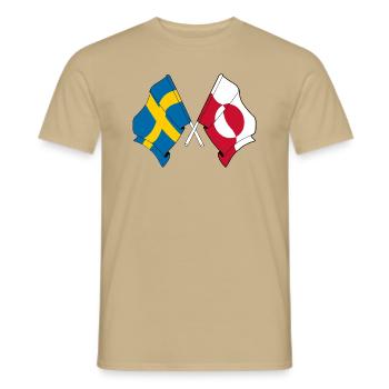 Flagge Schweden, Flagge Grönland - Männer T-Shirt - Sandbeige - Vorne - AI Model Male 178 light (178cm)