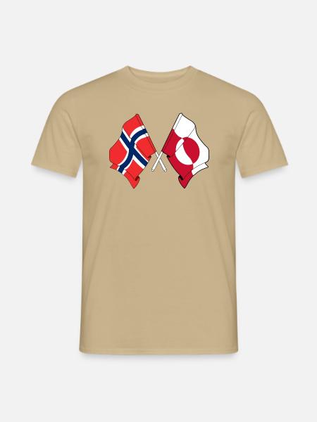 Flagge Norwegen und Flagge Grönland - Männer T-Shirt - Sandbeige