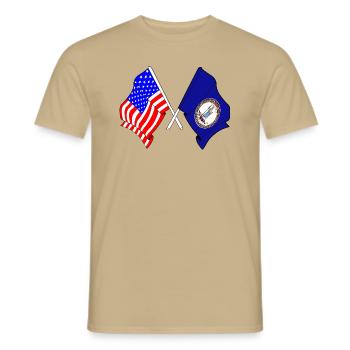 Flag USA and state of Virginia crossed - Men's T-Shirt - sand beige - Front - AI Model Male 178 light (178cm)
