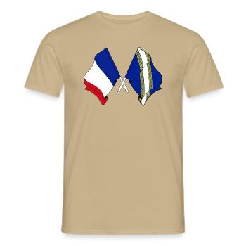 Flag of France Ardenne crossed - Men's T-Shirt - sand beige - Front - AI Model Male 178 light (178cm)