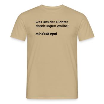 Humorvolles Design: Gedichtsinterpretation adé - Männer T-Shirt - Sandbeige - Vorne - AI Model Male 178 light (178cm)