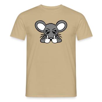 Maus Böse Wütend Frustriert Aggressiv Mittelfinger - Männer T-Shirt - Sandbeige - Vorne - AI Model Male 178 light (178cm)