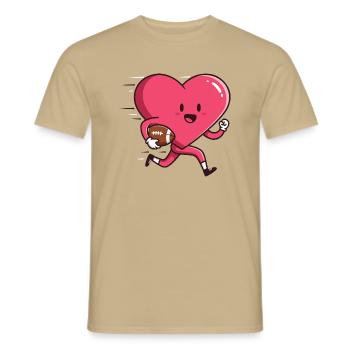 Valentine s Day Heart Football Player - Men's T-Shirt - sand beige - Front - AI Model Male 178 light (178cm)