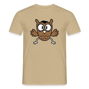 hibou aigle hibou hibou saute drôle, saute jack mouches voltige - T-shirt homme - beige sable - Devant - AI Model Male 178 light (178cm)