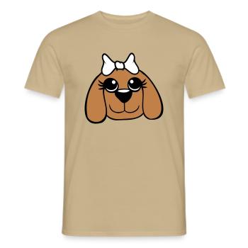 Hund Gesicht Mädchen Hübsch Schleife Weiblich Frau - Männer T-Shirt - Sandbeige - Vorne - AI Model Male 178 light (178cm)
