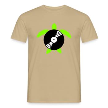 Water Turtle Vinyl Record Music DJ Club - Men's T-Shirt - sand beige - Front - AI Model Male 178 light (178cm)