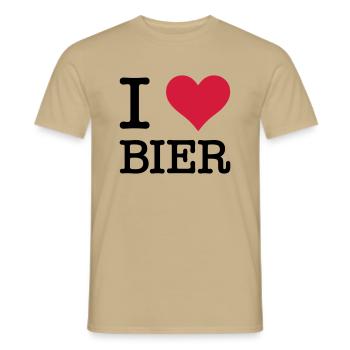 I Love Bier - Männer T-Shirt - Sandbeige - Vorne - AI Model Male 178 light (178cm)