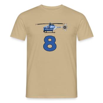 Polizei Hubschrauber 8. Geburtstag - Männer T-Shirt - Sandbeige - Vorne - AI Model Male 178 light (178cm)