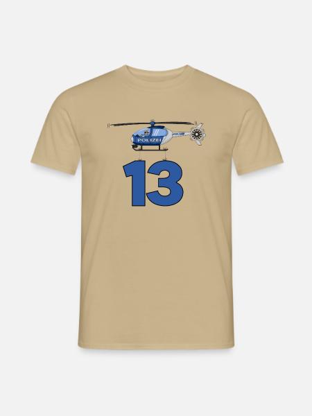 Polizei Hubschrauber 13. Geburtstag - Männer T-Shirt - Sandbeige