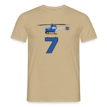 Helicopter 7th birthday - Men's T-Shirt - sand beige - Front - AI Model Male 178 light (178cm)