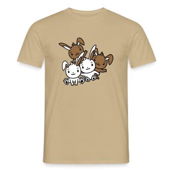 4 Hasen Freunde Team Crew Vier Lustige Geschwister - Männer T-Shirt - Sandbeige - Vorne - AI Model Male 178 light (178cm)