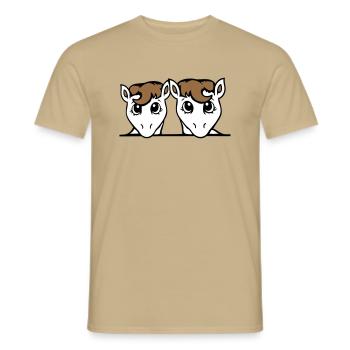 2 Pferde Paar Süß Pony Zwei Freunde Pärchen Team - Männer T-Shirt - Sandbeige - Vorne - AI Model Male 178 light (178cm)