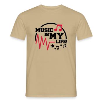 music_is_my_life_design_fa2 - Männer T-Shirt - Sandbeige - Vorne - AI Model Male 178 light (178cm)