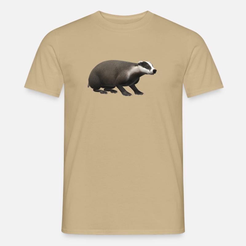 3D Dachs - Männer T-Shirt - Sandbeige