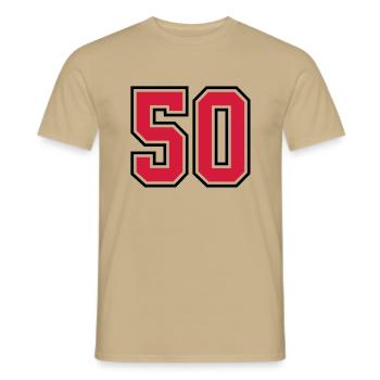 50 sports jersey football number - Men's T-Shirt - sand beige - Front - AI Model Male 178 light (178cm)