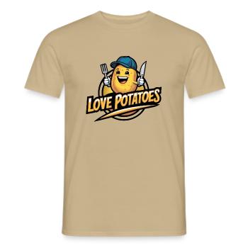 Funny Potato with Baseball Cap Vegan Vegetarian - Men's T-Shirt - sand beige - Front - AI Model Male 178 light (178cm)