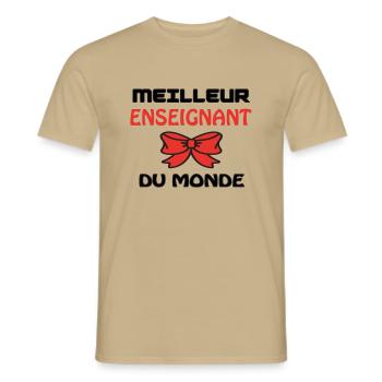 BESTER LEHRER DER WELT - Männer T-Shirt - Sandbeige - Vorne - AI Model Male 178 light (178cm)