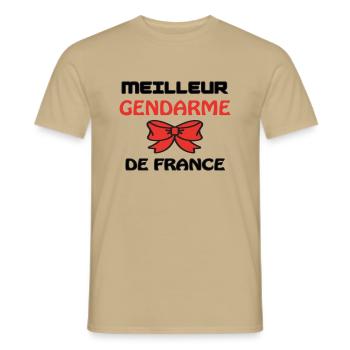 BEST GENDARME IN FRANCE - Men's T-Shirt - sand beige - Front - AI Model Male 178 light (178cm)