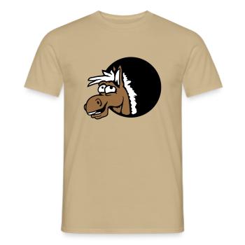 Horse Laughing Funny Hole Funny Grimace Cartoon - Men's T-Shirt - sand beige - Front - AI Model Male 178 light (178cm)