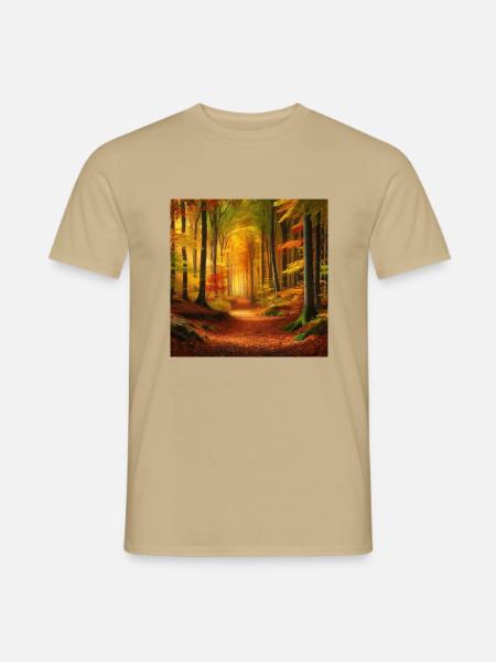 Herbstlicher Wald - Männer T-Shirt - Sandbeige