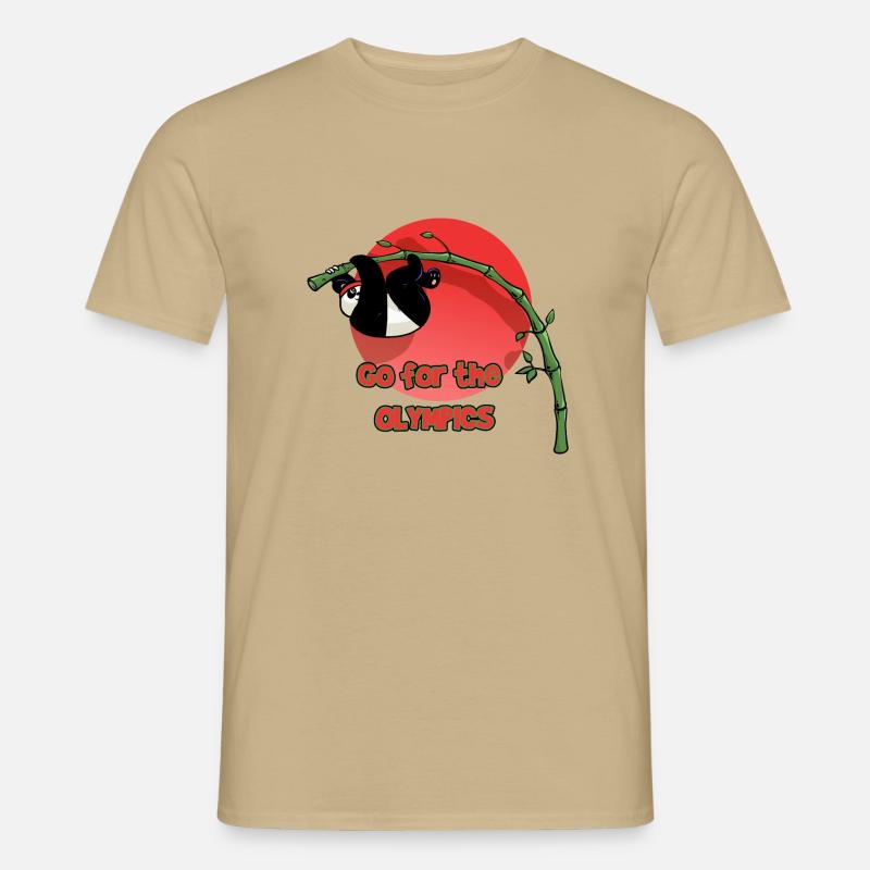 Panda Stabhochspringer (Textversion) - Männer T-Shirt - Sandbeige