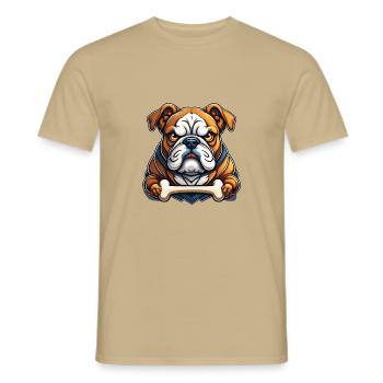 Sauvage animal en colère pugnace combatif bouledogue - T-shirt homme - beige sable - Devant - AI Model Male 178 light (178cm)