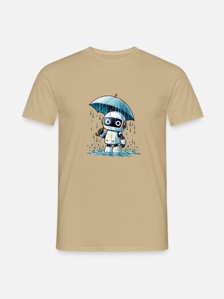 Bot unter dem Puie mit Regenschirm - Männer T-Shirt - Sandbeige