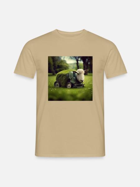 Spielerisches Mähen - Männer T-Shirt - Sandbeige
