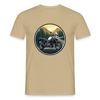 Motorrad-Abenteuer - Männer T-Shirt - Sandbeige - Vorne - AI Model Male 178 light (178cm)