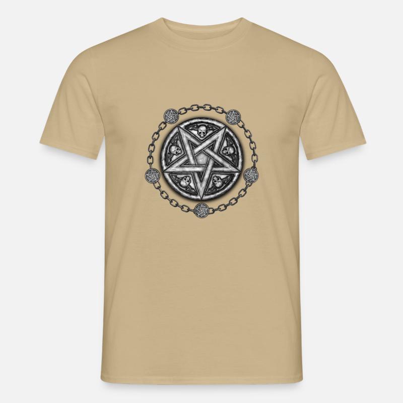 Five Pointed Star Medallion - Skulls & Chains. - Men’s T-shirt - sand beige