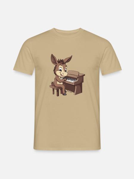Pianist Esel Klavier Musikinstrument - Männer T-Shirt - Sandbeige
