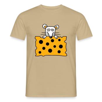 Souris Rat Derrière De Grands Trous Fromage Semble Drôle - T-shirt homme - beige sable - Devant - AI Model Male 178 light (178cm)