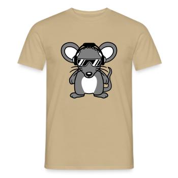 Maus Sonnenbrille Cool Kopfhörer Party Musik hören - Männer T-Shirt - Sandbeige - Vorne - AI Model Male 178 light (178cm)