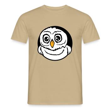 hibou oiseau aigle hibou hibou nuit oiseau effraie des granges chouette bande dessinée - T-shirt homme - beige sable - Devant - AI Model Male 178 light (178cm)