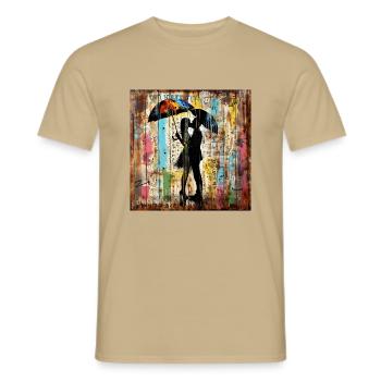 Graffiti kissing couple rust metal urban streetar - Men's T-Shirt - sand beige - Front - AI Model Male 178 light (178cm)