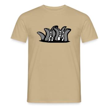 Tentacle Kraken Monster Bottom Hole Alien Horror - Men's T-Shirt - sand beige - Front - AI Model Male 178 light (178cm)
