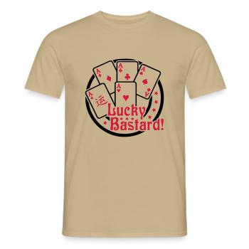 Lucky Bastard (Gambling) 02 - Männer T-Shirt - Sandbeige - Vorne - AI Model Male 178 light (178cm)