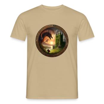 Ami dragon - T-shirt homme - beige sable - Devant - AI Model Male 178 light (178cm)