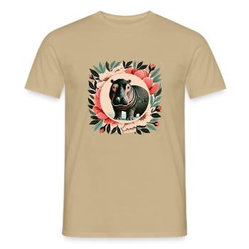 Hippo - Men's T-Shirt - sand beige - Front - AI Model Male 178 light (178cm)