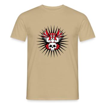 hibou aigle hibou chouette cool crâne crâne Halloween tatouage - T-shirt homme - beige sable - Devant - AI Model Male 178 light (178cm)