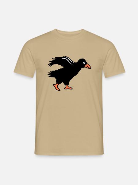 Rabe Vogel geht Krähe schnell rennen laufen lustig - Männer T-Shirt - Sandbeige