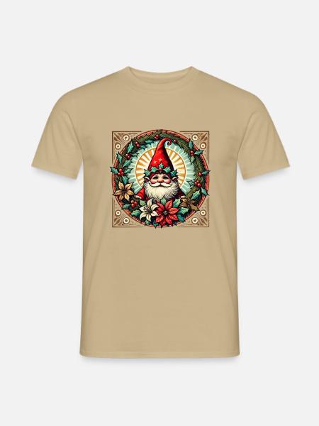 Weihnachtszwerg - Männer T-Shirt - Sandbeige