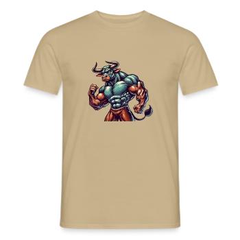 Stier Bodybuilder - Männer T-Shirt - Sandbeige - Vorne - AI Model Male 178 light (178cm)