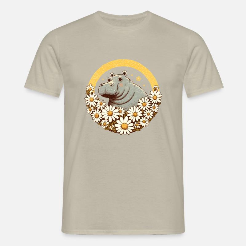 Nilpferd Gänseblümchen - Männer T-Shirt - Sandbeige